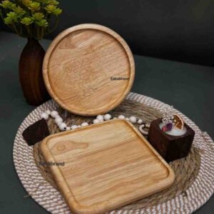 بشقاب گرد و مربع چوبی
