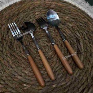 قاشق چنگال دسته چوبی