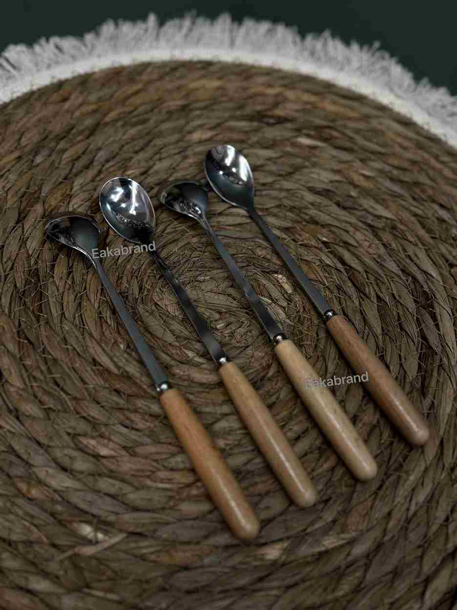 قاشق شربت خوری دسته چوبی
